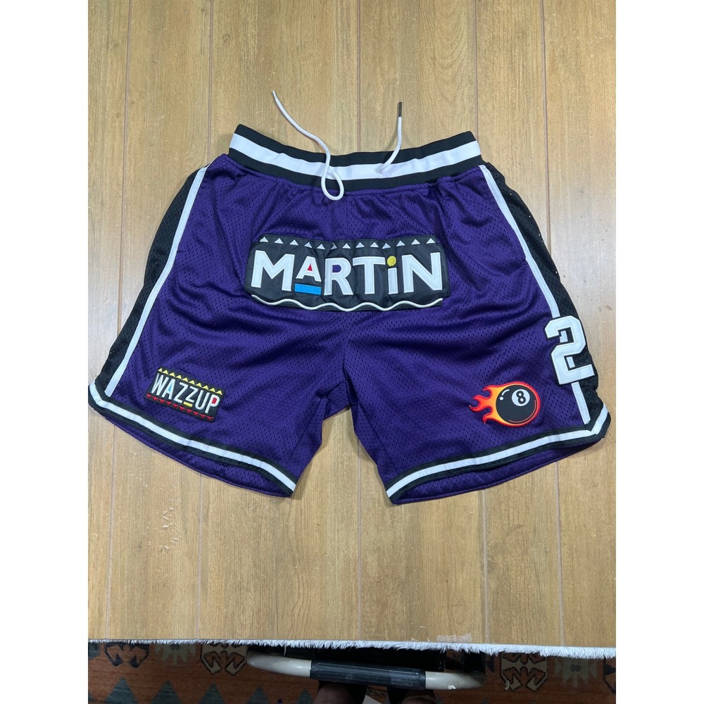 Headgear Classics Martin Lawrence Purple Mesh Basketball Shorts Wazzup 8-Ball XL